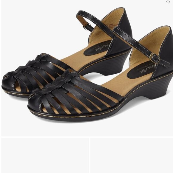 NWT COMFORTIVA SZ 9.5 Women's SoftSpots Tatianna Leather Sandal in Black - Picture 1 of 13